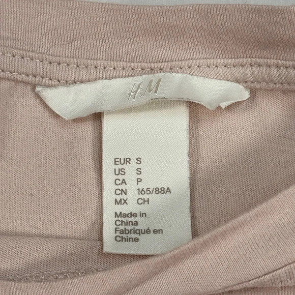 H&M 3/4 Ruffle Sleeve Top Womens Size Small Pink Crew Neck - Picture 3 of 7